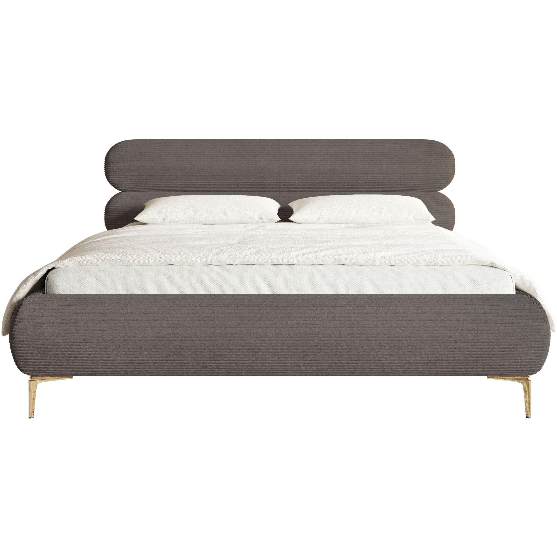 POLSTERBETT Roule Cord Grau 180x200 cm - Goldfarben/Grau, Textil/Metall (180/200cm) - Selsey