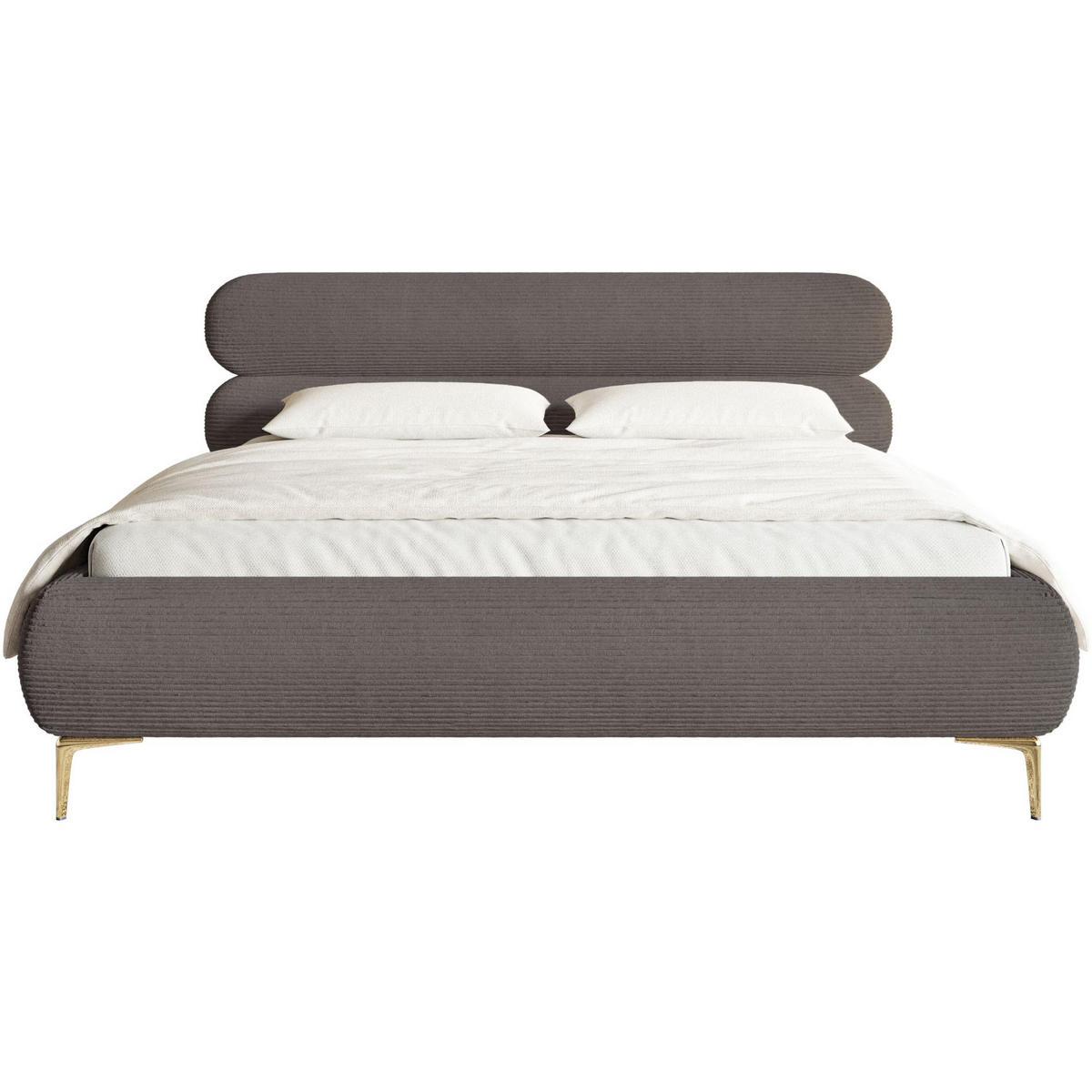 POLSTERBETT Roule Cord Grau 160x200 cm - Goldfarben/Grau, Textil/Metall (160/200cm) - Selsey