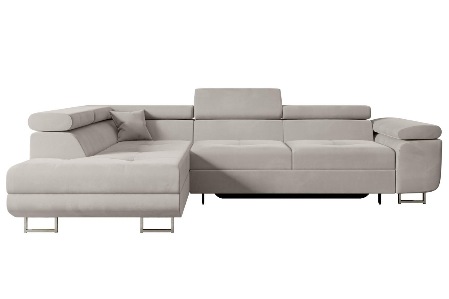 ECKSOFA mit Schlaffunktion und Bettkasten GUSA-L 272x202x107 cm Hellbraun Velours - Hellbraun/Silberfarben, Holzwerkstoff/Textil (202/272cm) - ALTDECOR