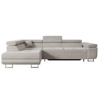 ECKSOFA mit Schlaffunktion und Bettkasten GUSA-L 272x202x107 cm Hellbraun Velours - Hellbraun/Silberfarben, Holzwerkstoff/Textil (202/272cm) - ALTDECOR