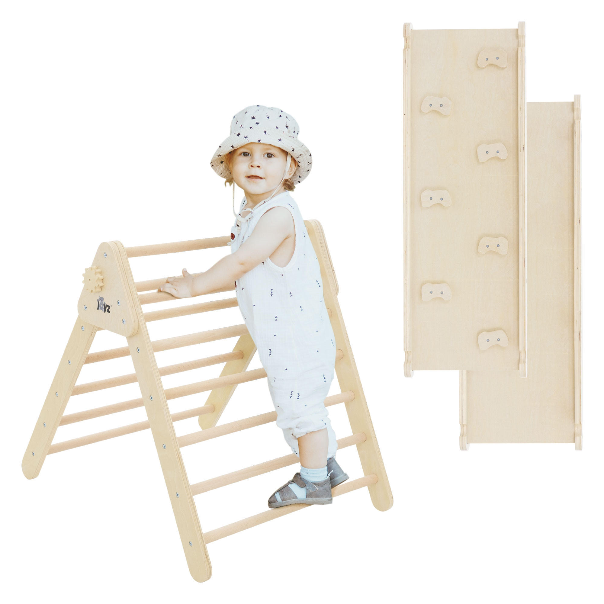 KLETTERBOGEN mit RUTSCHBRETT - Naturfarben, Holz (72/60/94cm) - Joyz