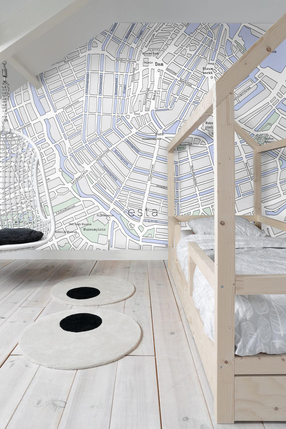 FOTOTAPETE Stadtplan von Amsterdam 279 x 279 cm - Blau, Papier (279/279cm) - ESTAhome