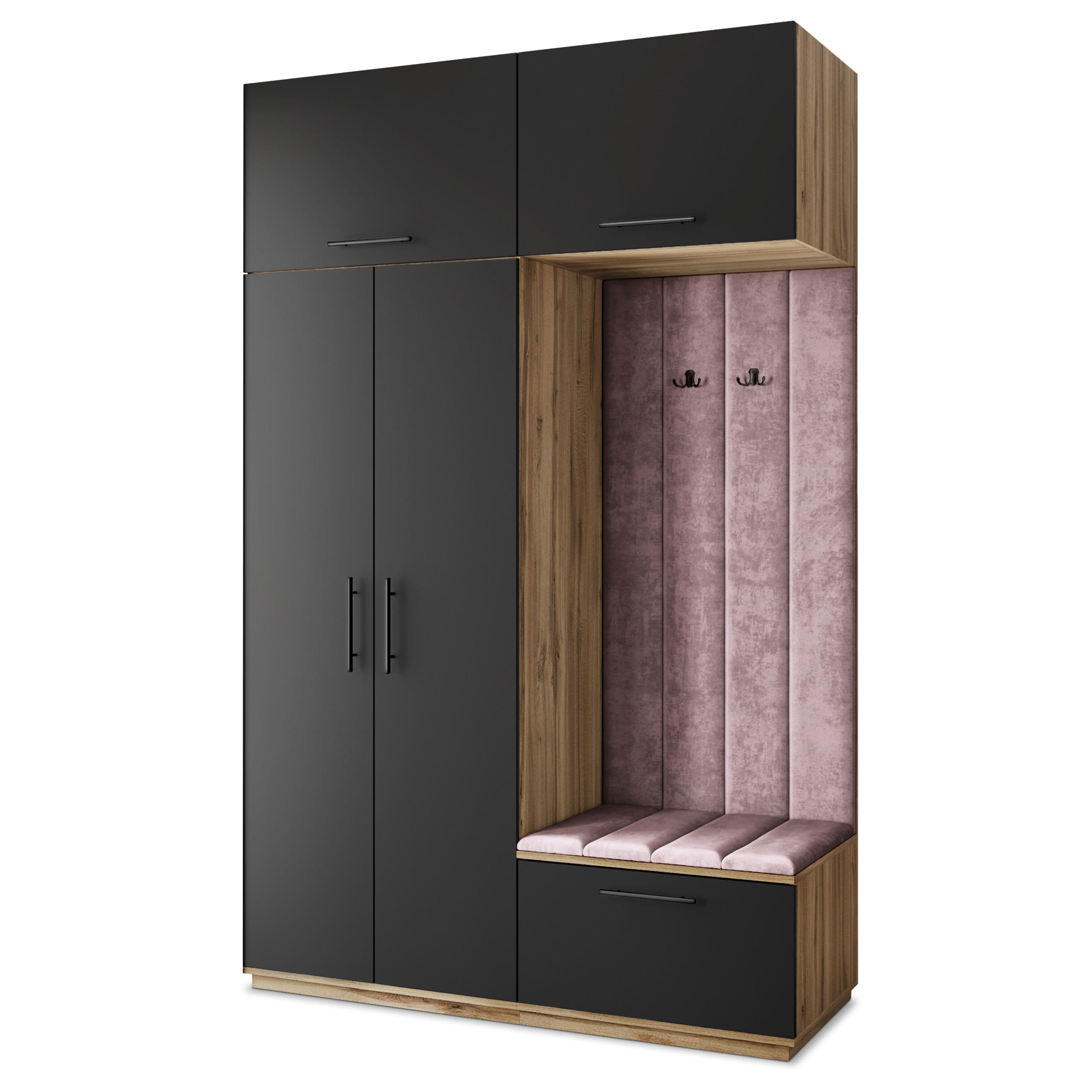 GARDEROBENSCHRANK REMA 150/240/60 cm Modern Garderobe-Set Eiche Wotan - Eiche Wotan/Lila, Holzwerkstoff (150/240/60cm) - MASSENO