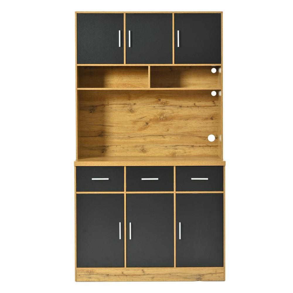 BUFFET 100x40x180cm in Naturfarbene Schrank - Schwarz, Holz (40/180/100cm) - KOMHTOM