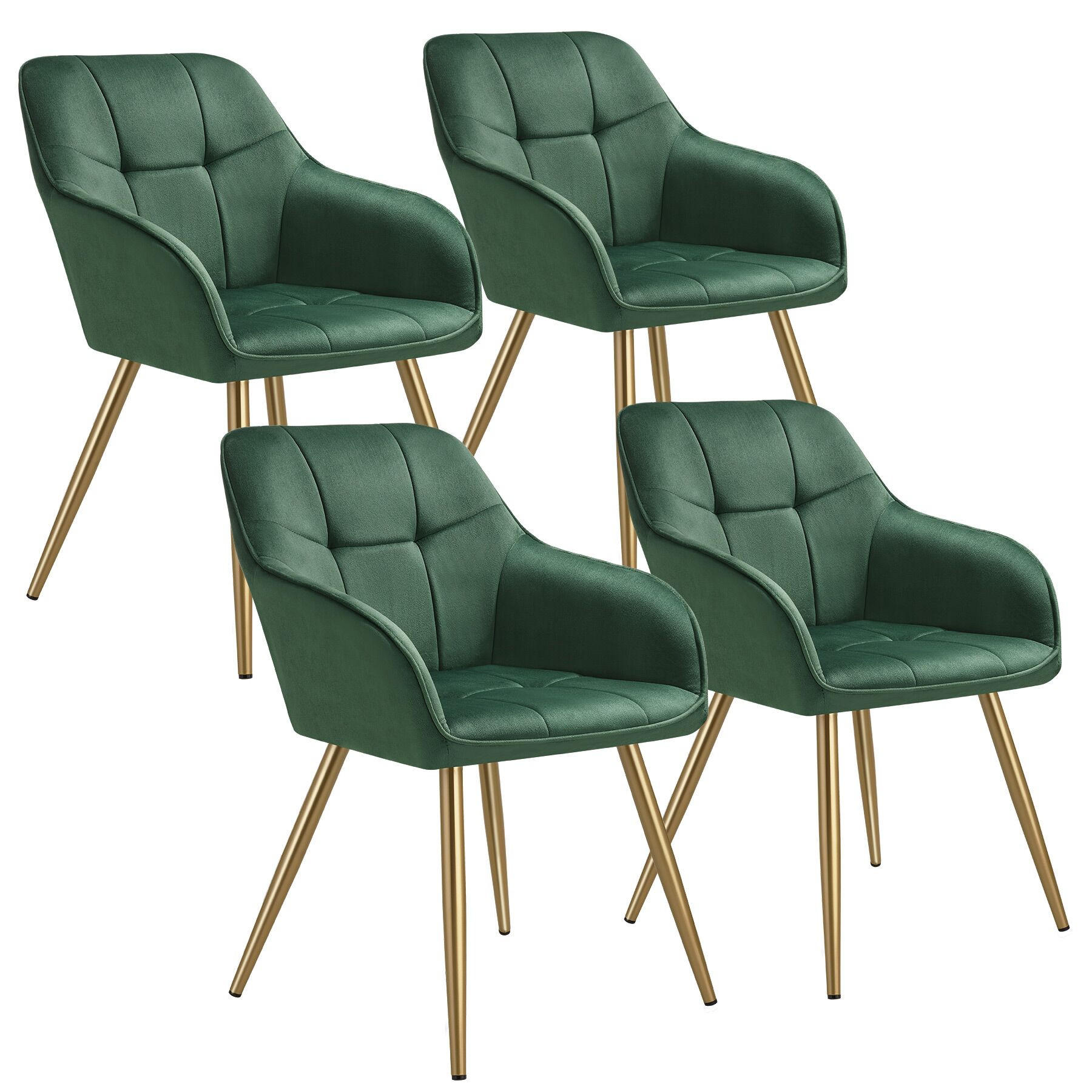 ESSZIMMERSTUHL 4er Set Marilyn 58 x 62 x 82 cm dunkelgrün/gold - Dunkelgrün/Goldfarben, Kunststoff (58/82/62cm) - tectake