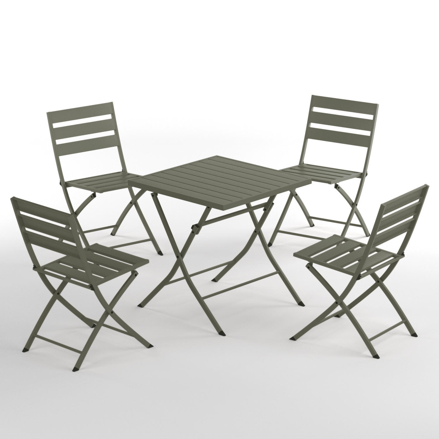 GARTENESSGRUPPE - 5-teilig - Stahl - Salbei - Salbeigrün, Metall - home24