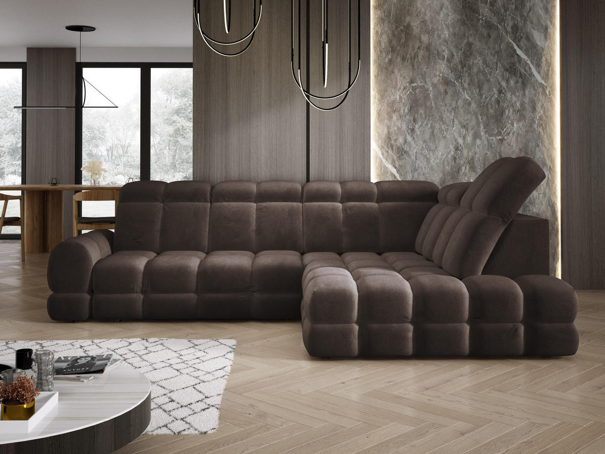 ECKSOFA TOLLO Salvador-stoff L-form 302x217x105 cm grau - Hellgrau, Holz/Textil (217/302cm) - DomoHome
