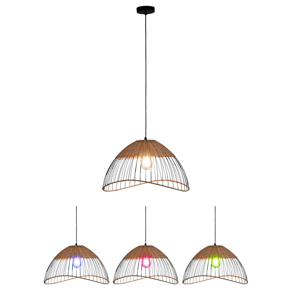 LED HÄNGELAMPE Käfig Schwarz Holz - Schwarz, Holz (48/48/120cm)