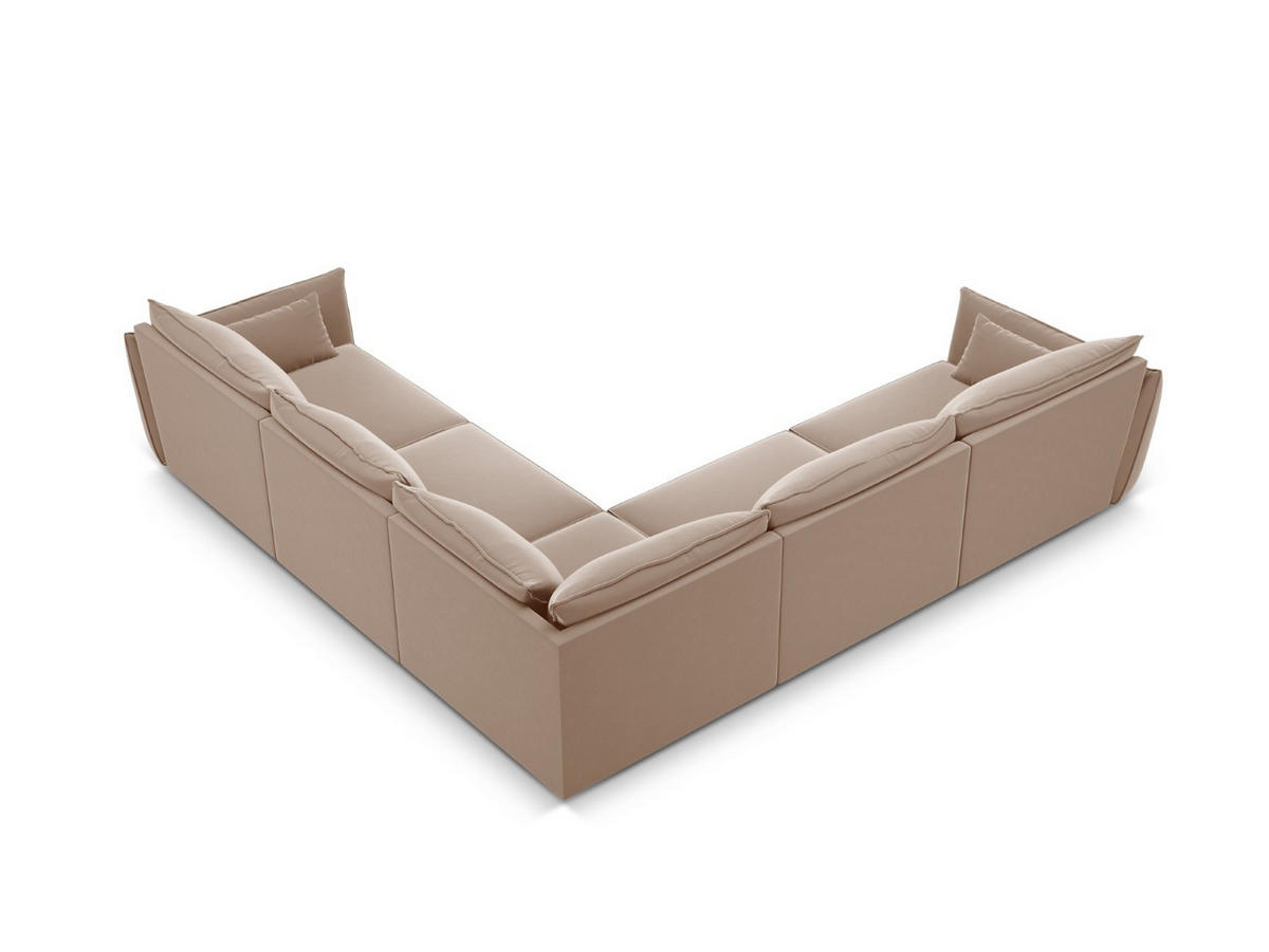 WENDBARES-ECKSOFA Kaelle aus Samt beige 7 Sitzplätze - Beige, Textil (286/286cm) - Micadoni