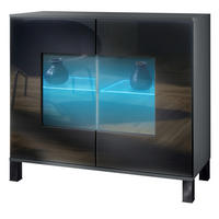 KOMMODE Grömitz Schwarz Hochglanz - Schwarz Hochglanz, Holzwerkstoff (92.5/84.5/35cm) - Vladon