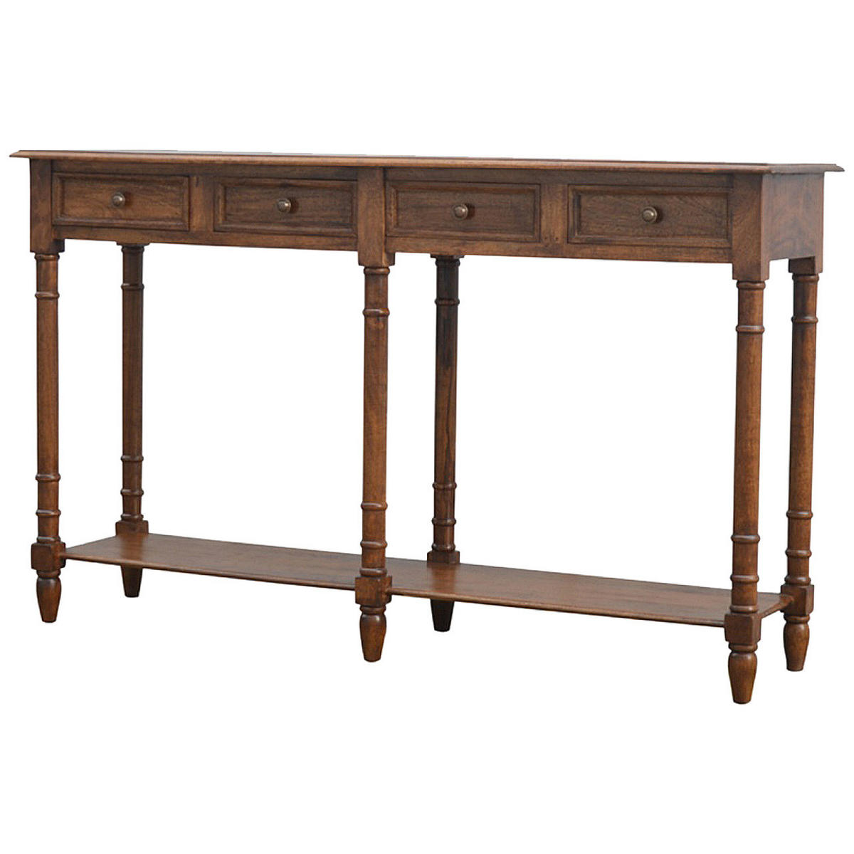 PŘEDSÍŇOVÝ KONZOLOVÝ STOLEK se 4 zásuvkami - hnědá, dřevo (150/40/90cm) - Artisan Furniture