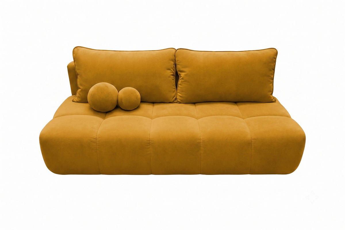 POHOVKA S funkcí spaní A úložným prostorem, sametová látka Bluvel, Zlatá, COCO - zlatá, dřevo (205/97/105cm) - Kaiser Möbel