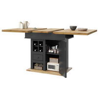 ESSTISCH 110-140/80/75 cm in Schwarz/Natur aus MDF mit Stauraum - Schwarz, Holzwerkstoff (140/80/75cm) - Flora Grace