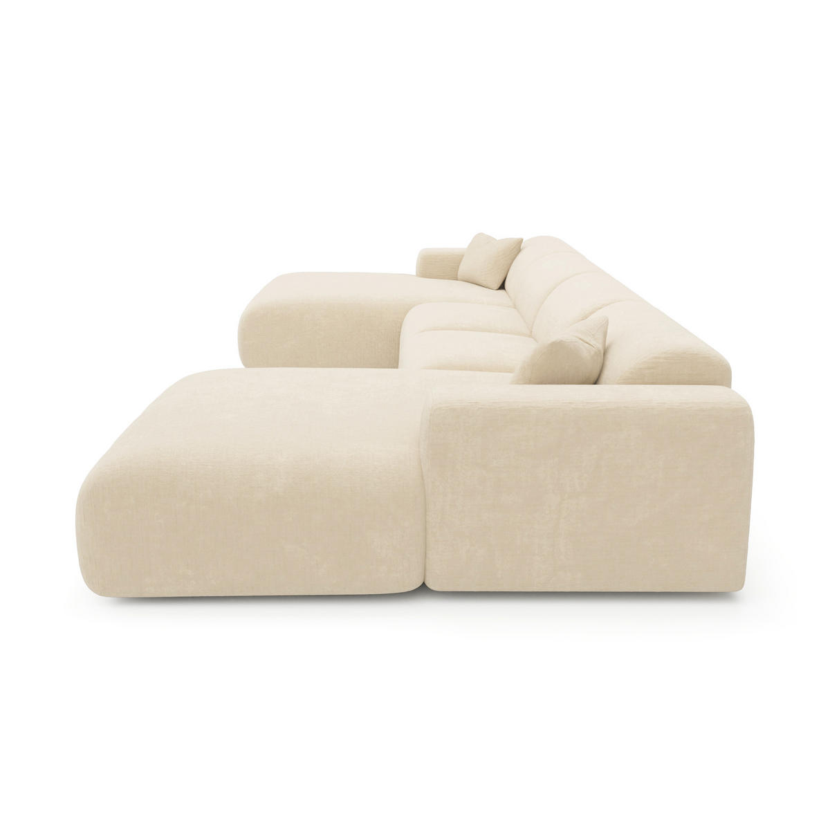WOHNLANDSCHAFT Texturierter Samt Creme 356cm - Creme, Textil (356/73/166cm) - Sia Home