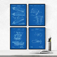 POSTER Set mit 4 BabyPatenten Blau A4 Rahmenlos - Klar, Papier (29.7/3cm) - Nacnic