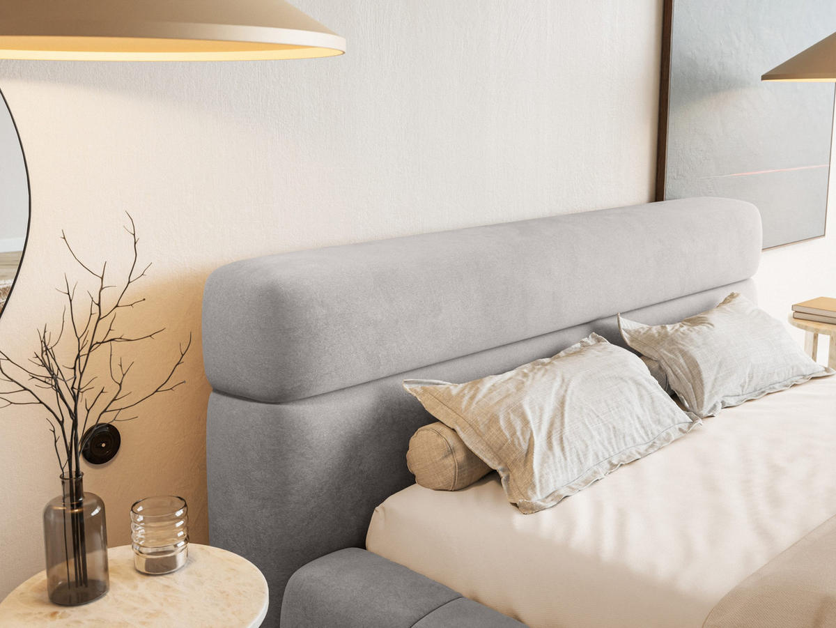 POLSTERBETT Nuuk 200x200 cm, Silber - Grau, Textil (200/200cm) - Fedve