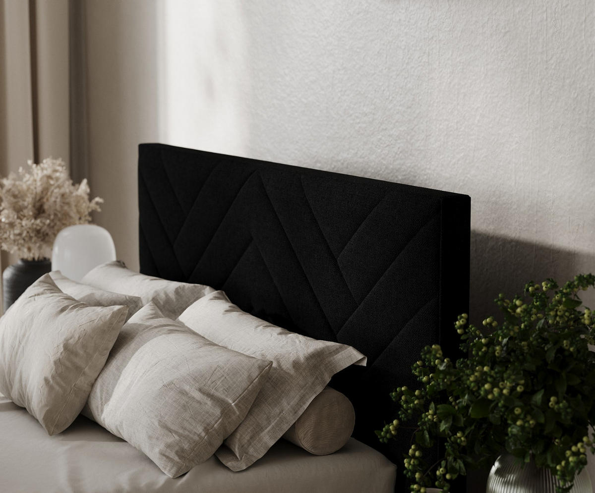 POLSTERBETT Arco 140/200 cm Schwarz im Inari Stoff - Schwarz/Naturfarben, Holz/Holzwerkstoff (140/200cm) - AltaBeds