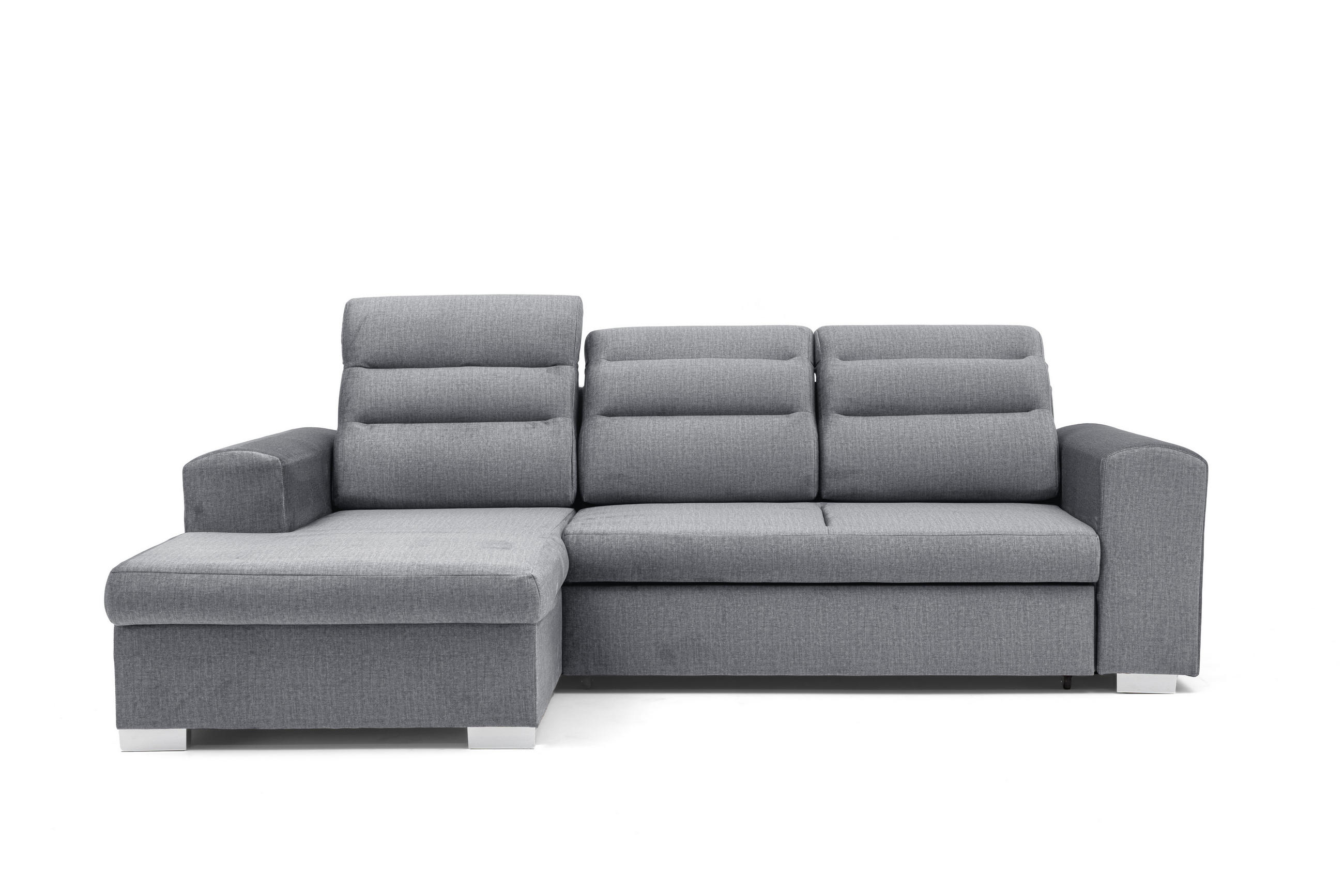 ECKSOFA CLOUD S Links mit Schlaffunktion 120x200 Velours Grau - Chromfarben/Grau, Holz/Kunststoff (155/260cm) - Muffo