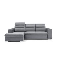 ECKSOFA CLOUD S Links mit Schlaffunktion 120x200 Velours Grau - Chromfarben/Grau, Holz/Kunststoff (155/260cm) - Muffo