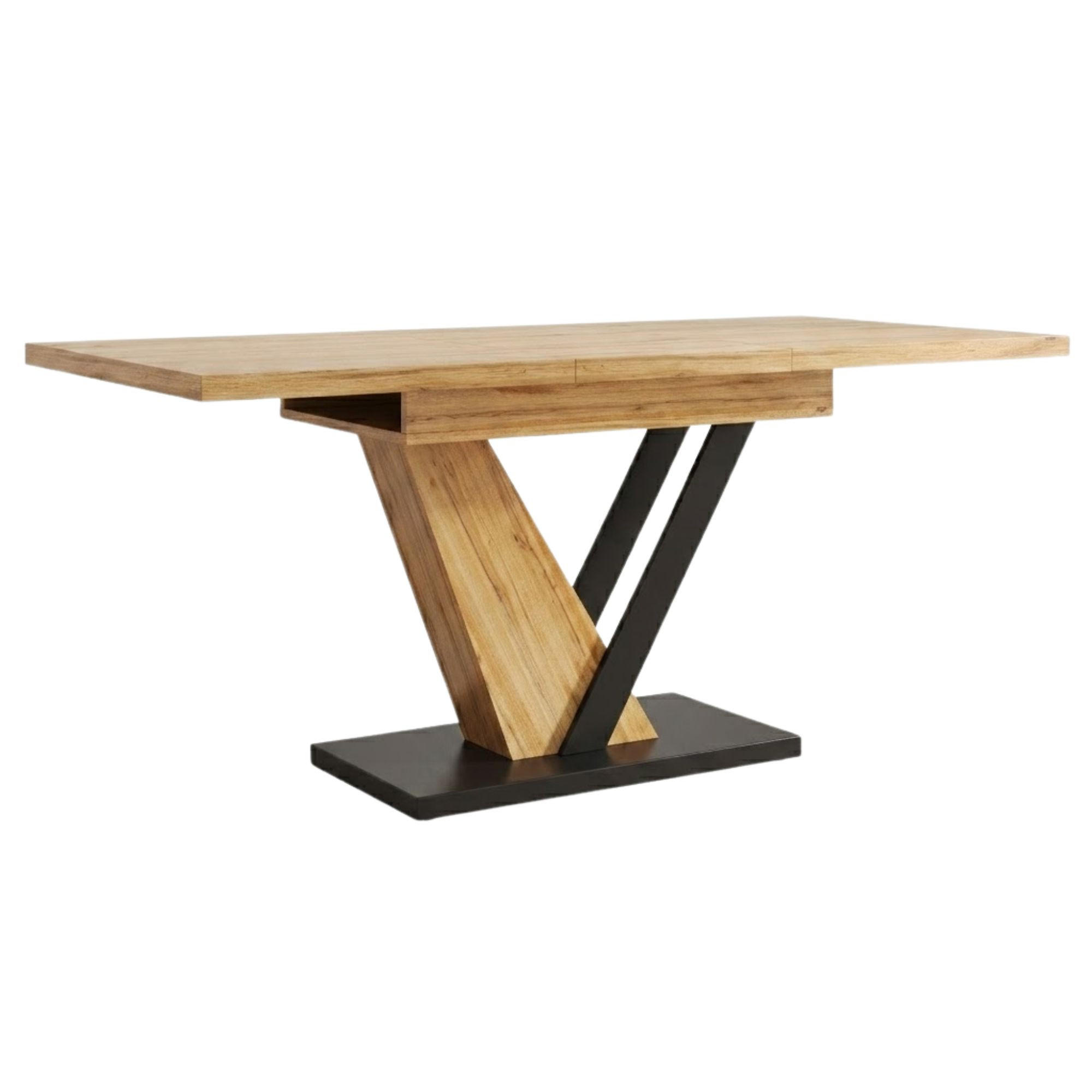 ESSTISCH ausziehbarer holzoptik & V-gestell 120 bis 160 cm für 4-6 personen - Naturfarben, Holzwerkstoff (75/120/75.5cm) - Urban Meuble