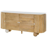 SIDEBOARD Mango 180x40x80 natur lackiert / Marmor weiß FLORENZ #121 - Braun, Holz (180/80/40cm) - Massivmoebel24