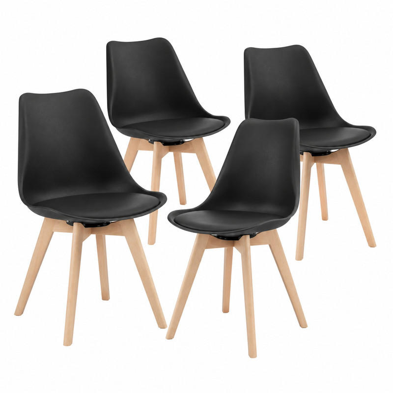 ESSSTUHL 4er-Set drehbar Kunstleder Schwarz - Schwarz, Holz (40.5/83/40.5cm) - Meubliv