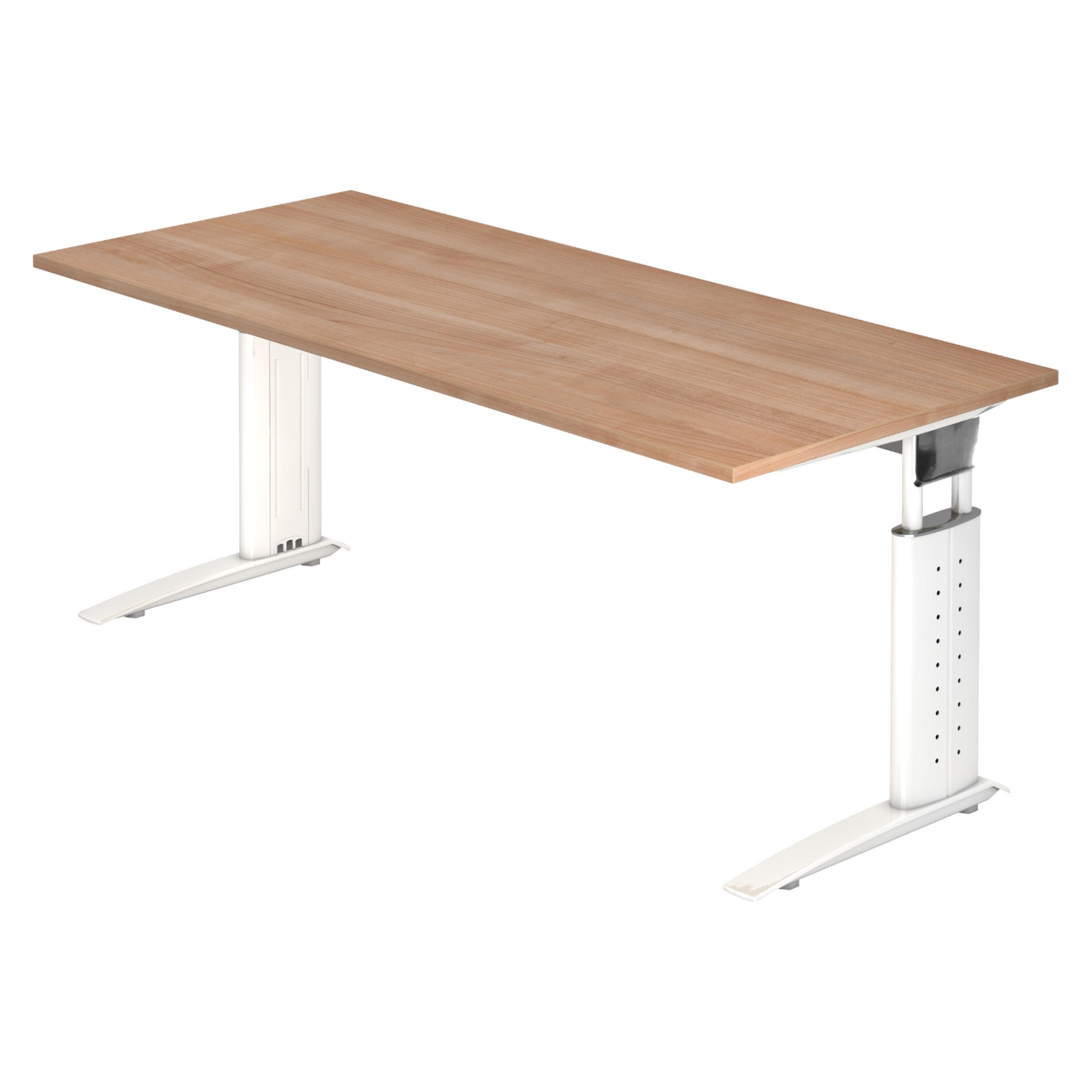 SCHREIBTISCH Serie-U 80/180/74 cm in Nussbaumfarben/Weiß - Nussbaumfarben/Weiß, Holzwerkstoff (80/180/74cm) - bümö