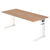 SCHREIBTISCH Serie-U 80/180/74 cm in Nussbaumfarben/Weiß - Nussbaumfarben/Weiß, Holzwerkstoff (80/180/74cm) - bümö