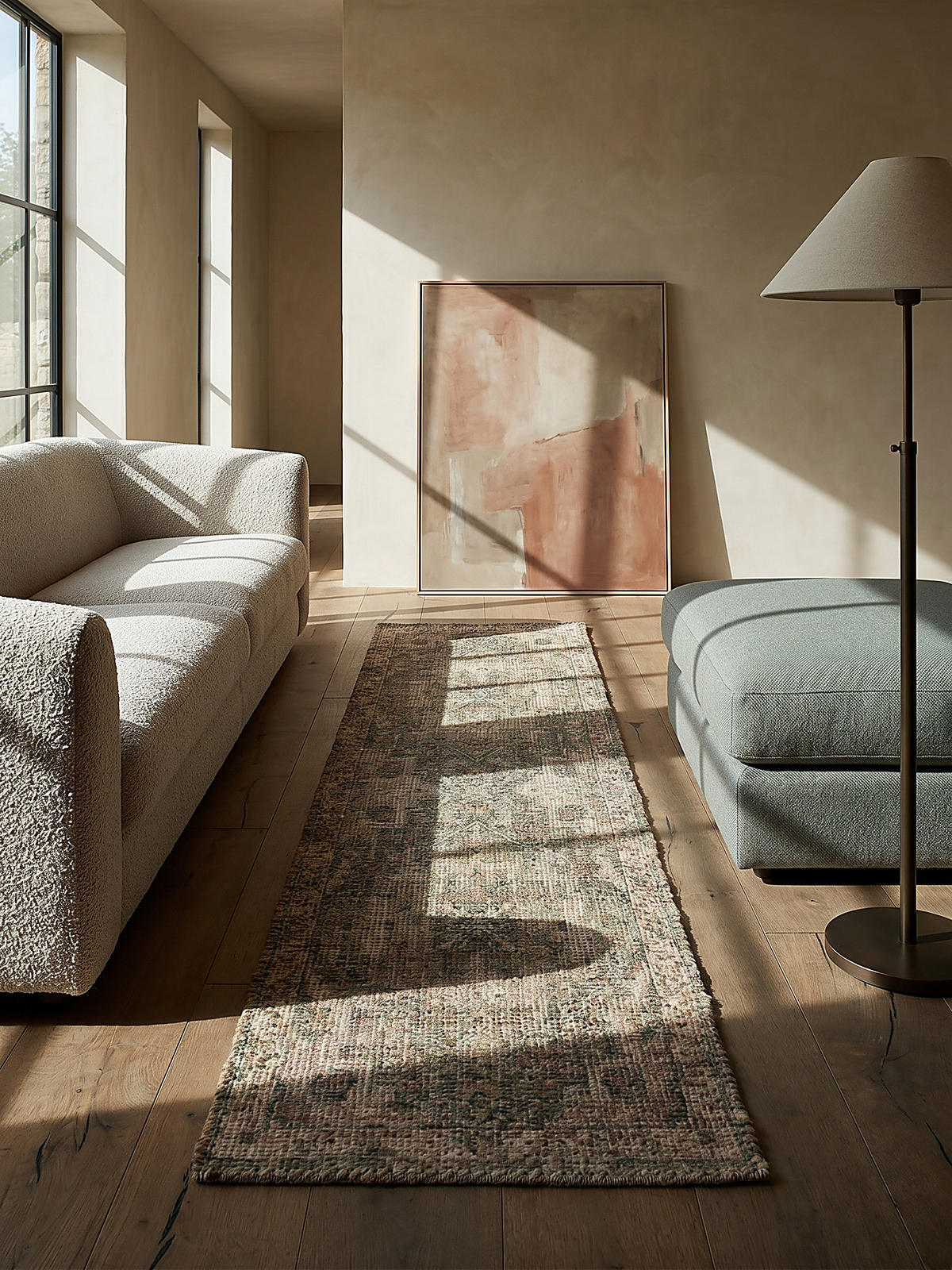 JUTETEPPICH DEEPE, klassisch im Vintage-Stil, Braun-Grün, 60 x 230 cm - Braun, Textil (230/60cm) - KADIMA DESIGN