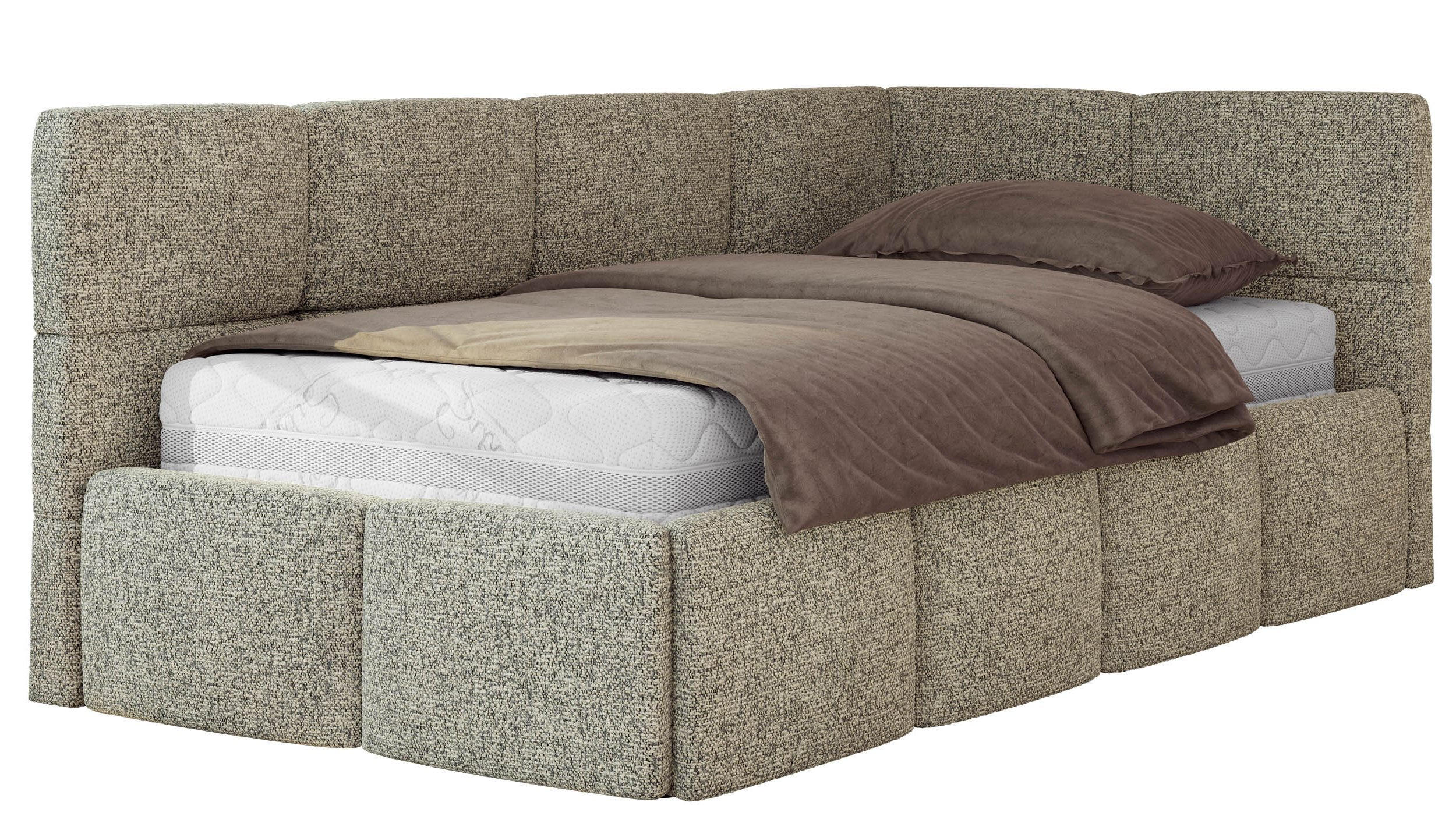 JUGENDBETT ARVO 90/200 - Grau Strukture - Multipocket-Matratze - Rechts Seite - Grau, Textil (90/200cm) - MKS