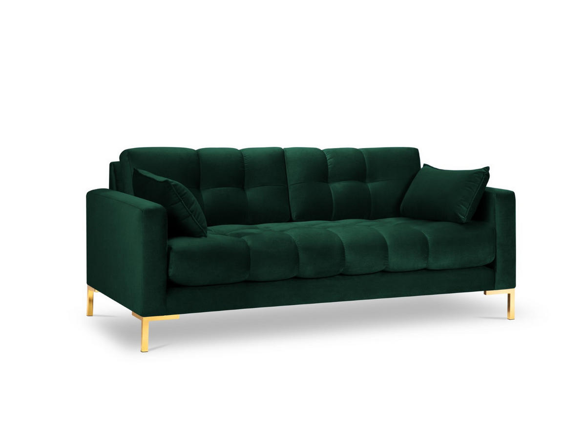 SOFA Mamaia aus Samt flaschengrün 2 Sitzplätze - Grün, Textil (92/75/152cm) - Micadoni