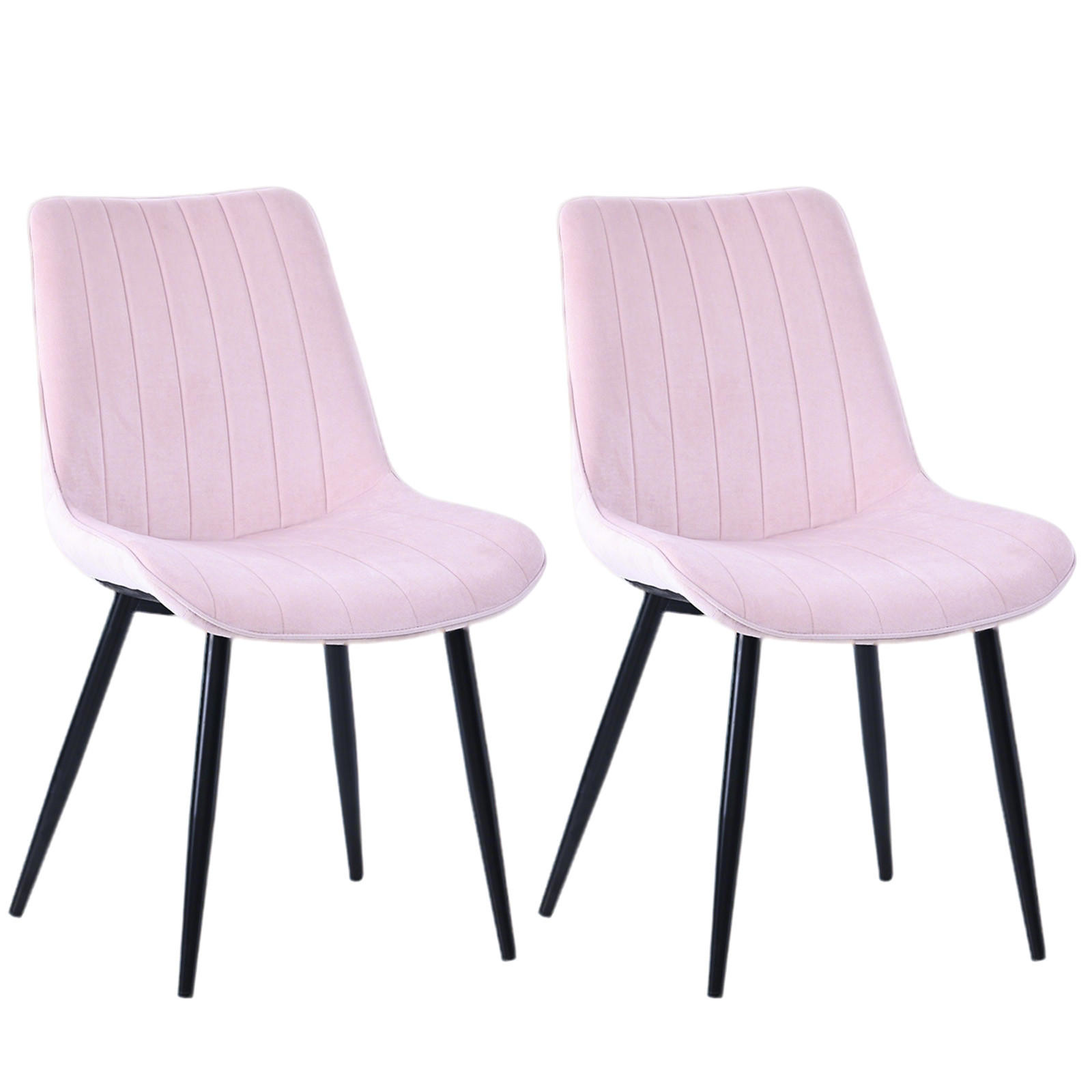 STUHL-SET 2 Stück aus Samt in Modernem Stil-YZ1 - Pink, Textil/Metall (53/88/62.5cm) - HOMAVO