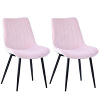 STUHL-SET 2 Stück aus Samt in Modernem Stil-YZ1 - Pink, Textil/Metall (53/88/62.5cm) - HOMAVO