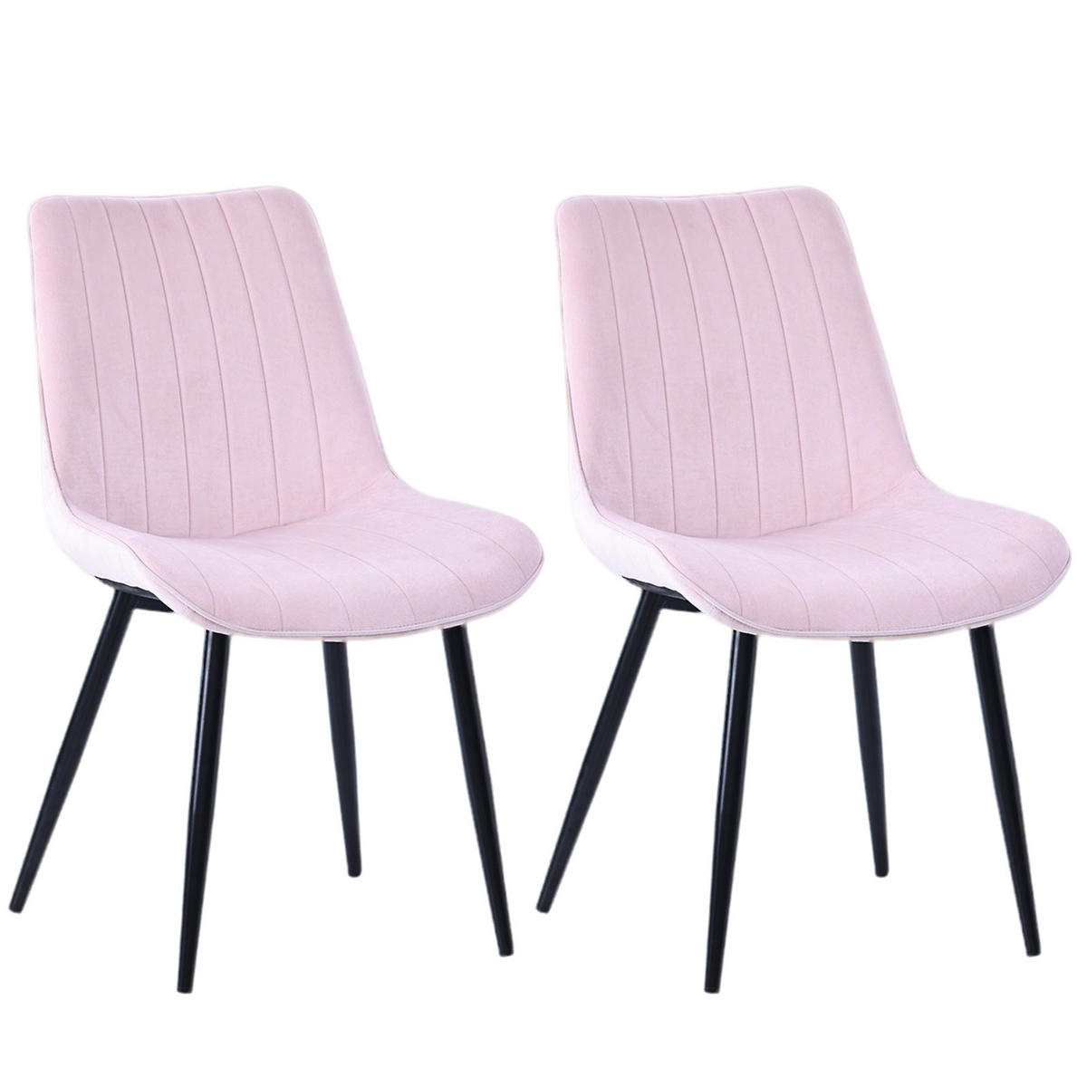 STUHL-SET 2 Stück aus Samt in Modernem Stil-YZ1 - Pink, Textil/Metall (53/88/62.5cm) - HOMAVO
