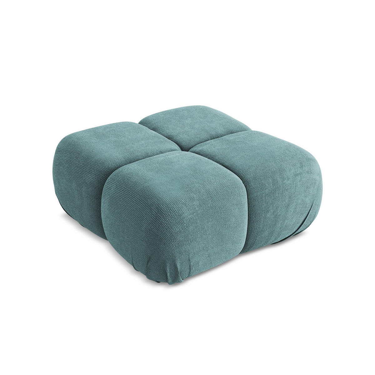 POUF Chenille Stoff Blau - Blau/Beige, Kunststoff/Textil (95/41/95cm) - LaMiaSofa