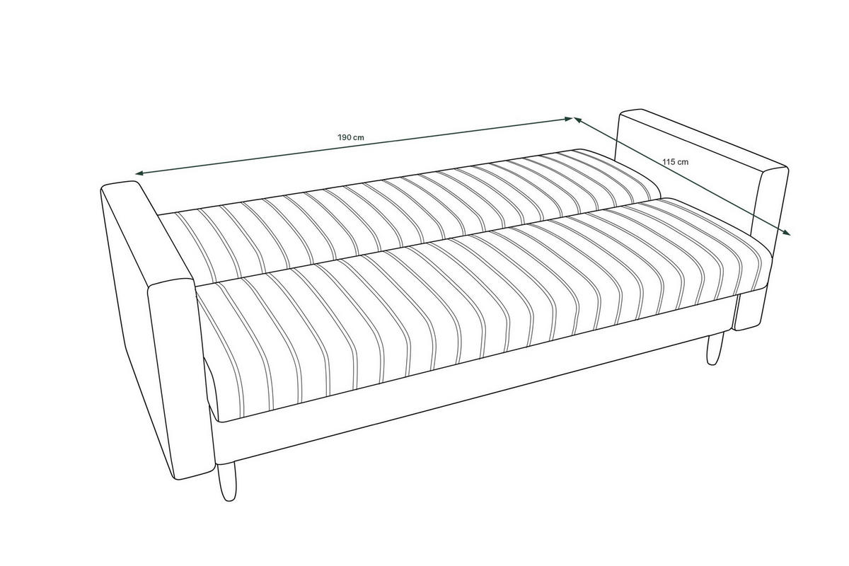 SOFA MELISA mit Schlaffunktion RIVIERA 95 mit Stauraum - Grau, Textil (87/95/216cm) - Bedante