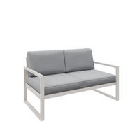 GARTENSOFA 2 Sitzer Madera 146x80cm, kaschmir, hellgrau - Kaschmir/Hellgrau, Kunststoff/Metall (146/86/80cm) - Margaret Hadas24