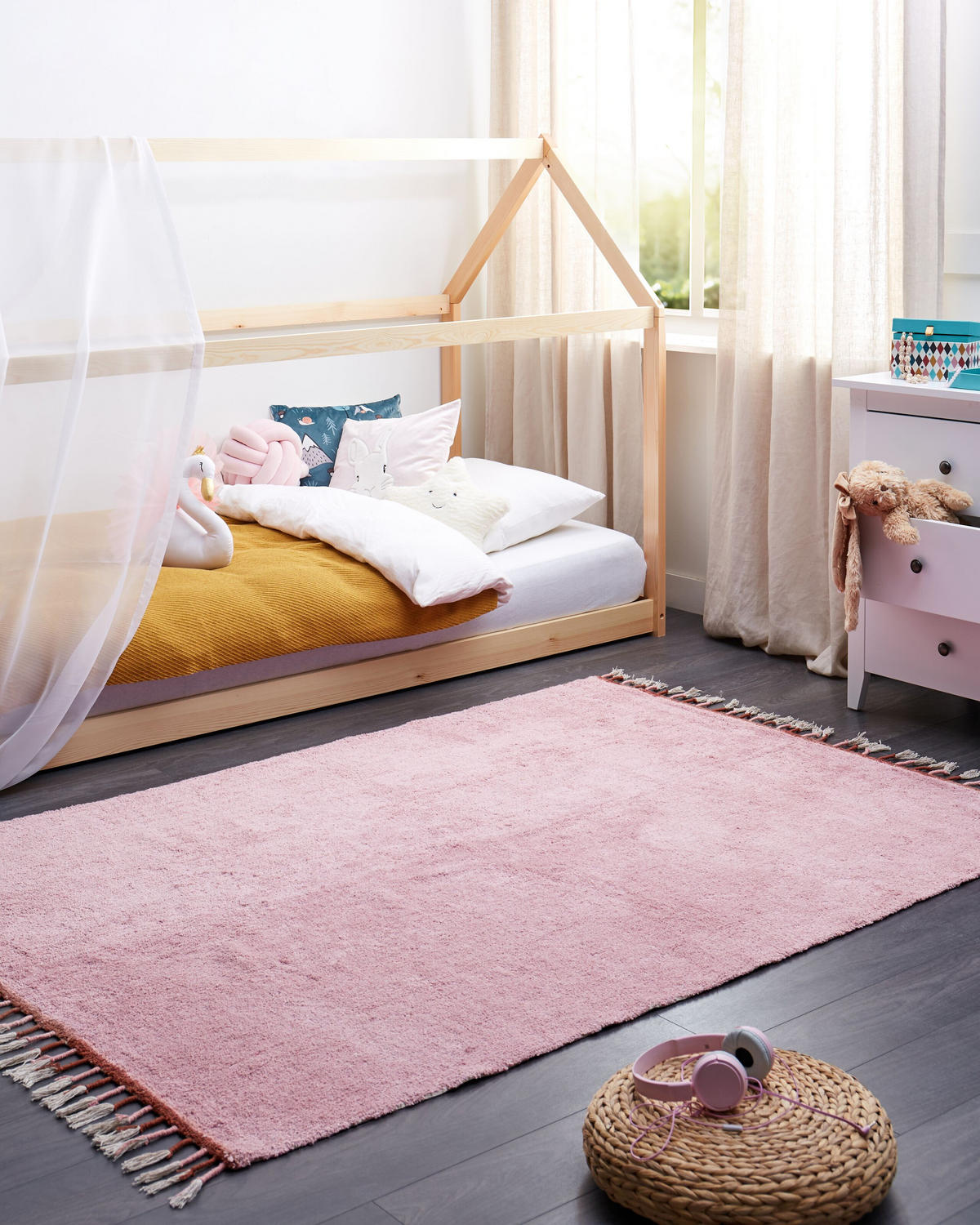 KURZFLOR-TEPPICH Rosa 140/200 cm Caparli - Pink, Textil (140/200cm) - Beliani