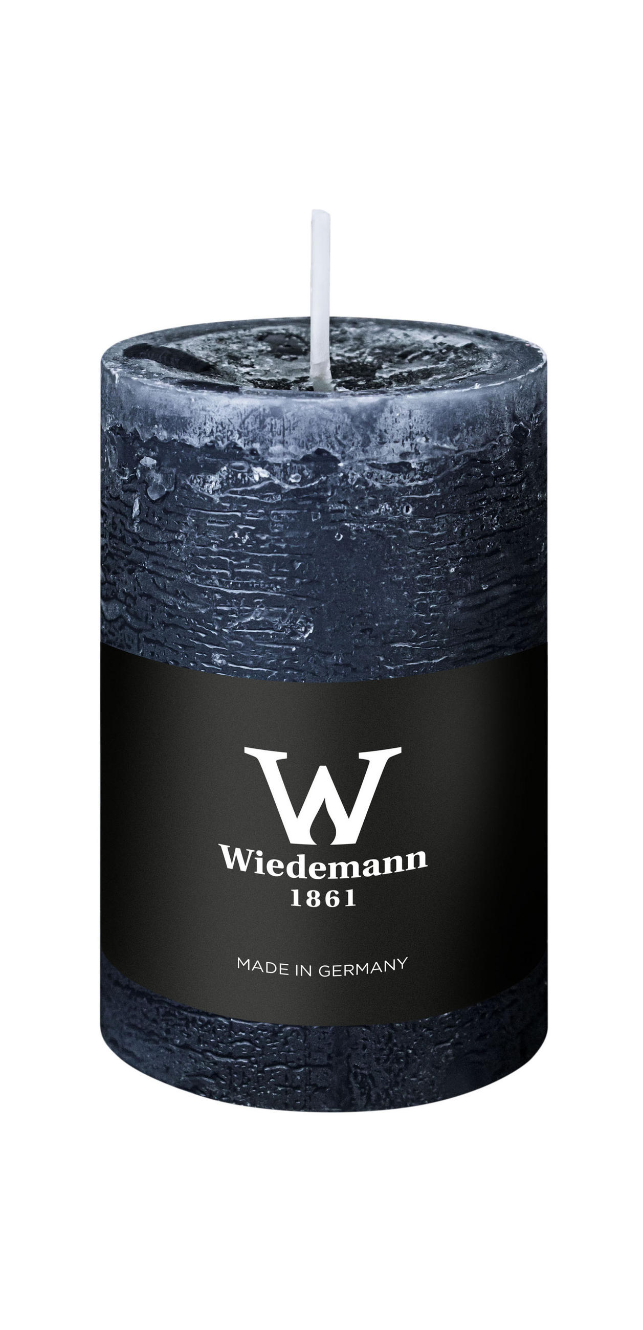 STUMPENKERZE Rustik Marble Style mit Abbrandschutz Dunkelblau 90 x 58 mm - Dunkelblau, Paraffin (9cm) - Wiedemann Kerzen