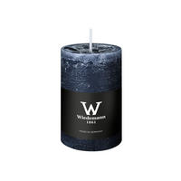 STUMPENKERZE Rustik Marble Style mit Abbrandschutz Dunkelblau 90 x 58 mm - Dunkelblau, Paraffin (6/9cm) - Wiedemann Kerzen