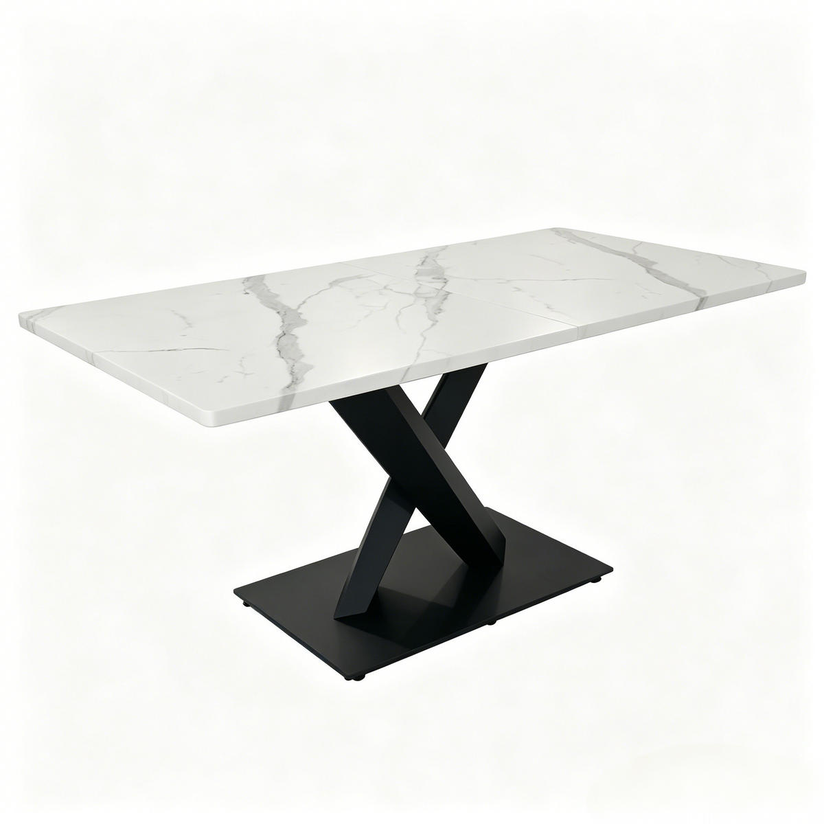 ESSTISCH Weiß/Schwarz 160/80/75 cm - Weiß, Holz (80/160/75cm) - PANGIVO
