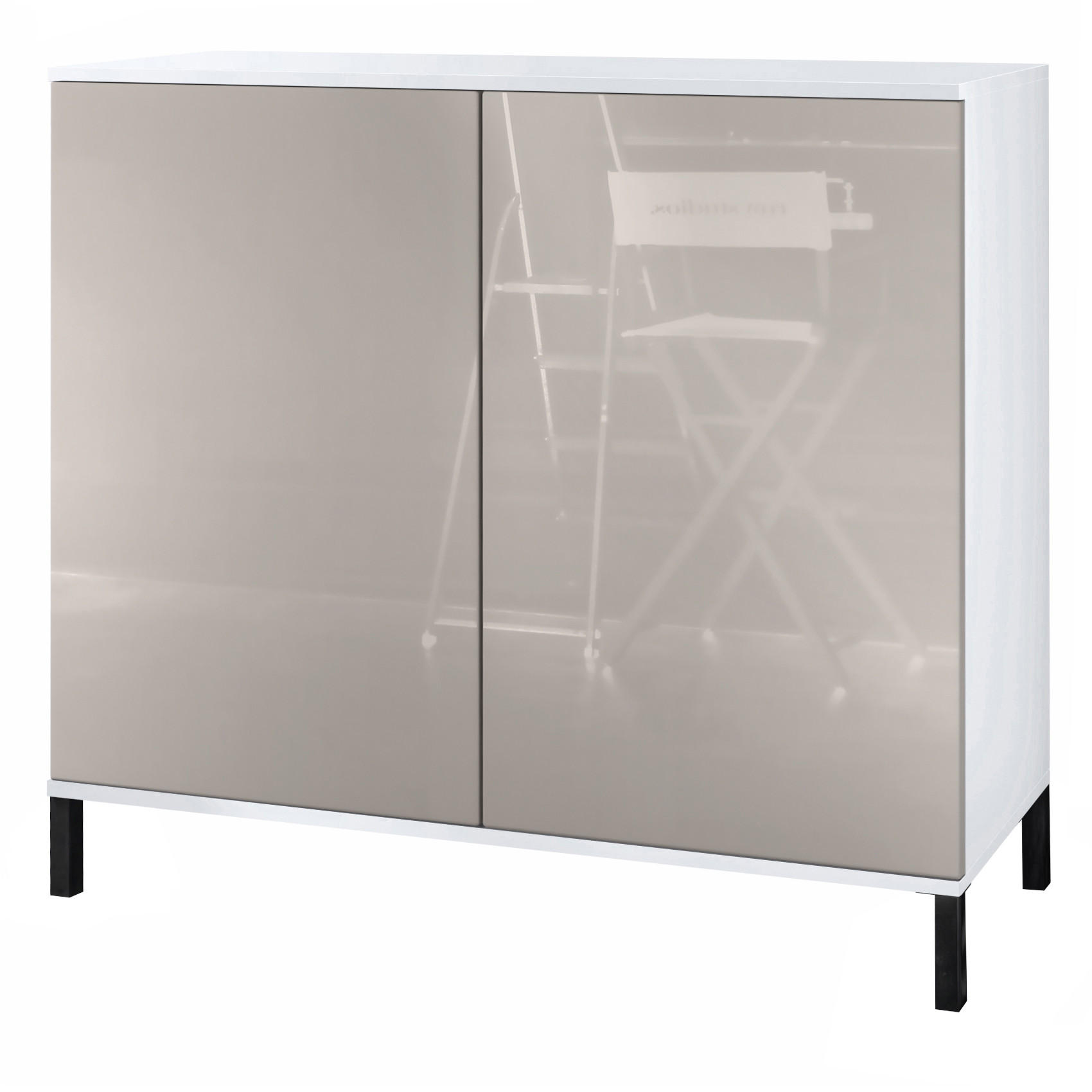 KOMMODE Skadu Sandgrau Hochglanz - Sandfarben, Holzwerkstoff (92.5/83.5/35cm) - Vladon