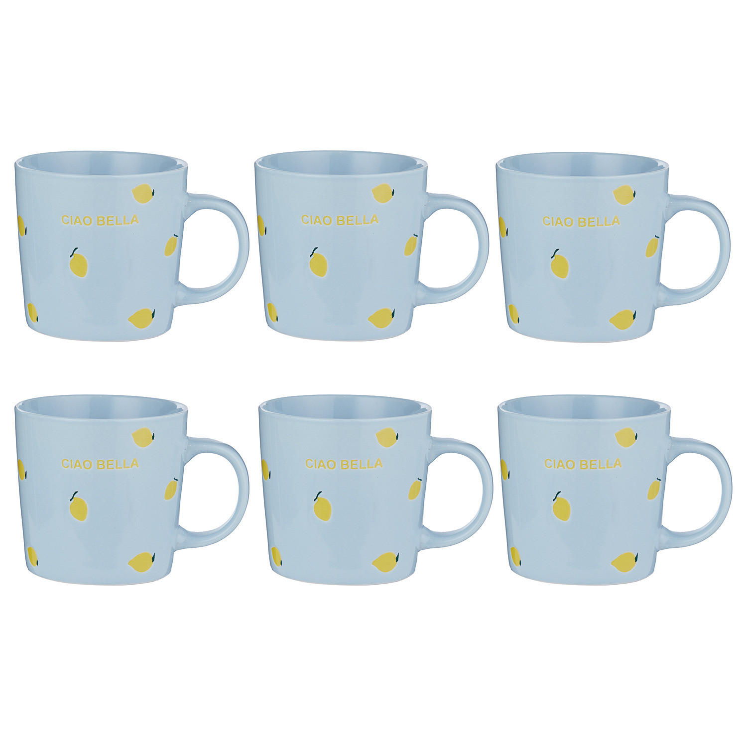 TASSE (6er-Set) Good Vibes Ciao Bella - Hellblau, Keramik (0.4L) - Butlers