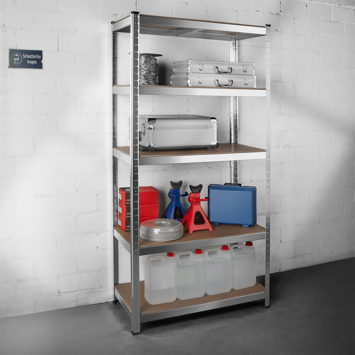 SCHWERLASTREGAL ,schnelle Montage,silber - Silberfarben, Metall (45/180/90cm) - tectake