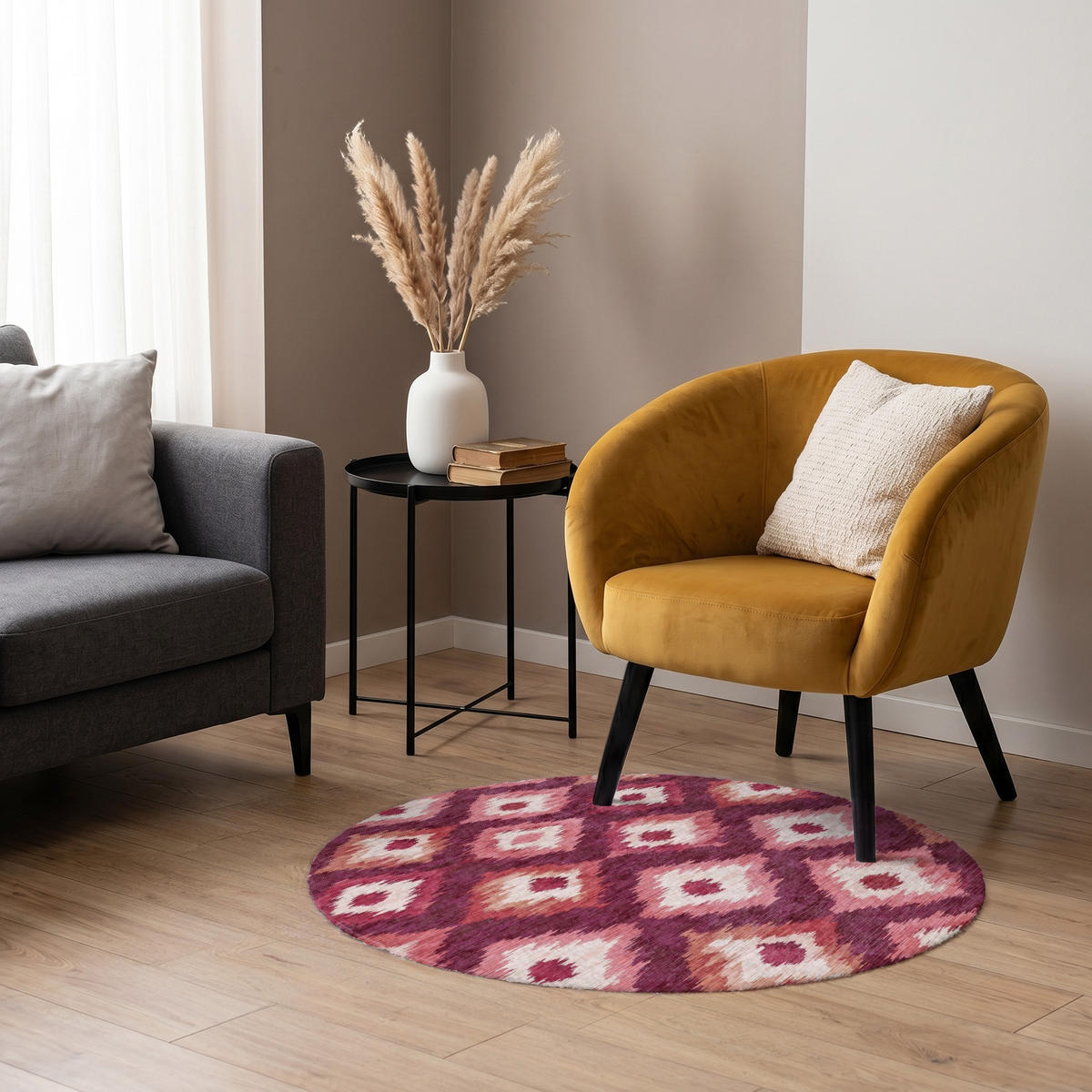 KOBERCE - Diamantové tvary - Ružová - Vzor - Textúra - 90x90 cm - bordová, textil/plast (90/0.4cm) - OnlyWow