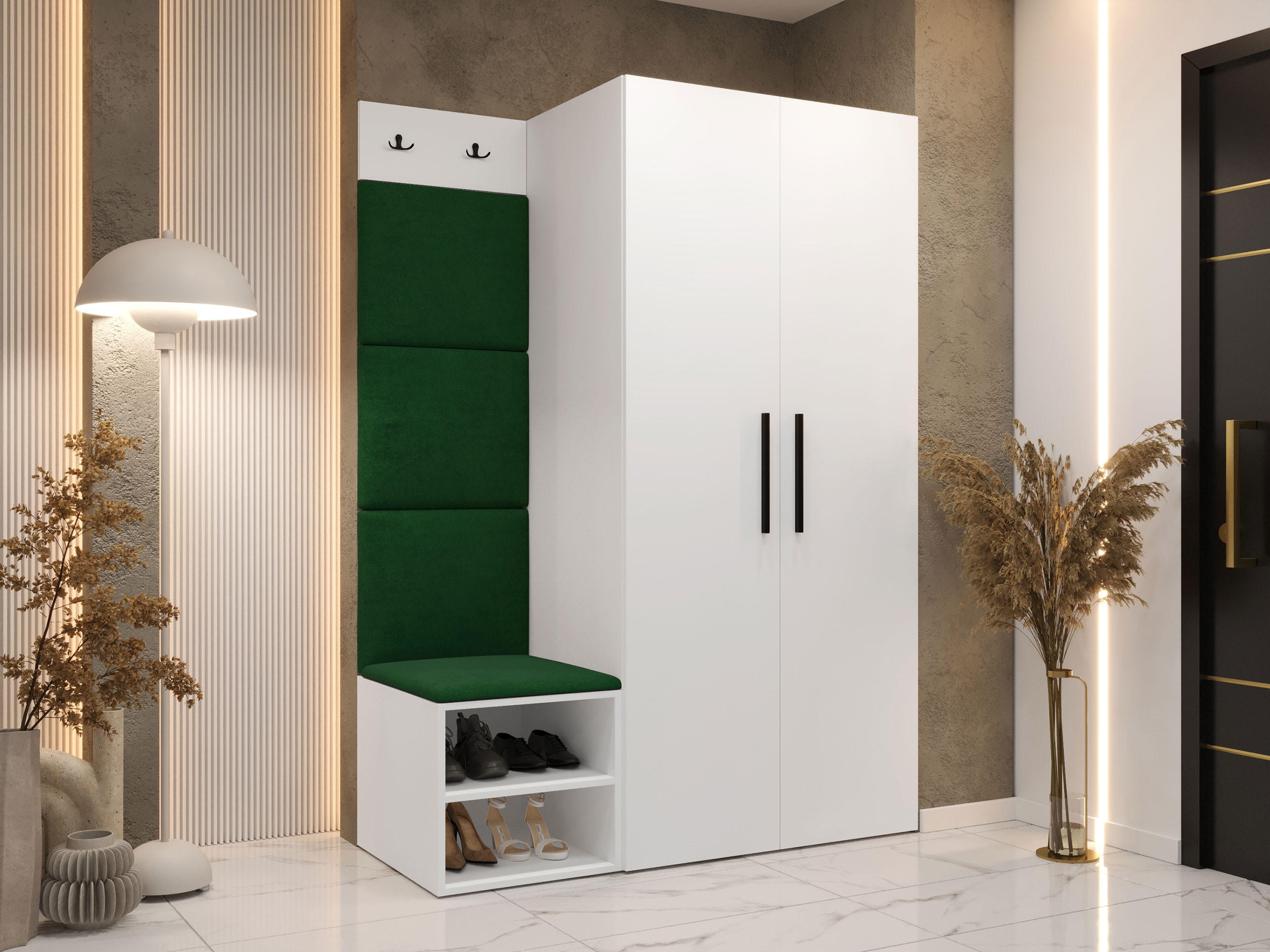 GARDEROBEN-SET Medi IV - Schwarz/Weiß, Holzwerkstoff/Kunststoff (80/191/50cm) - MIRJAN24