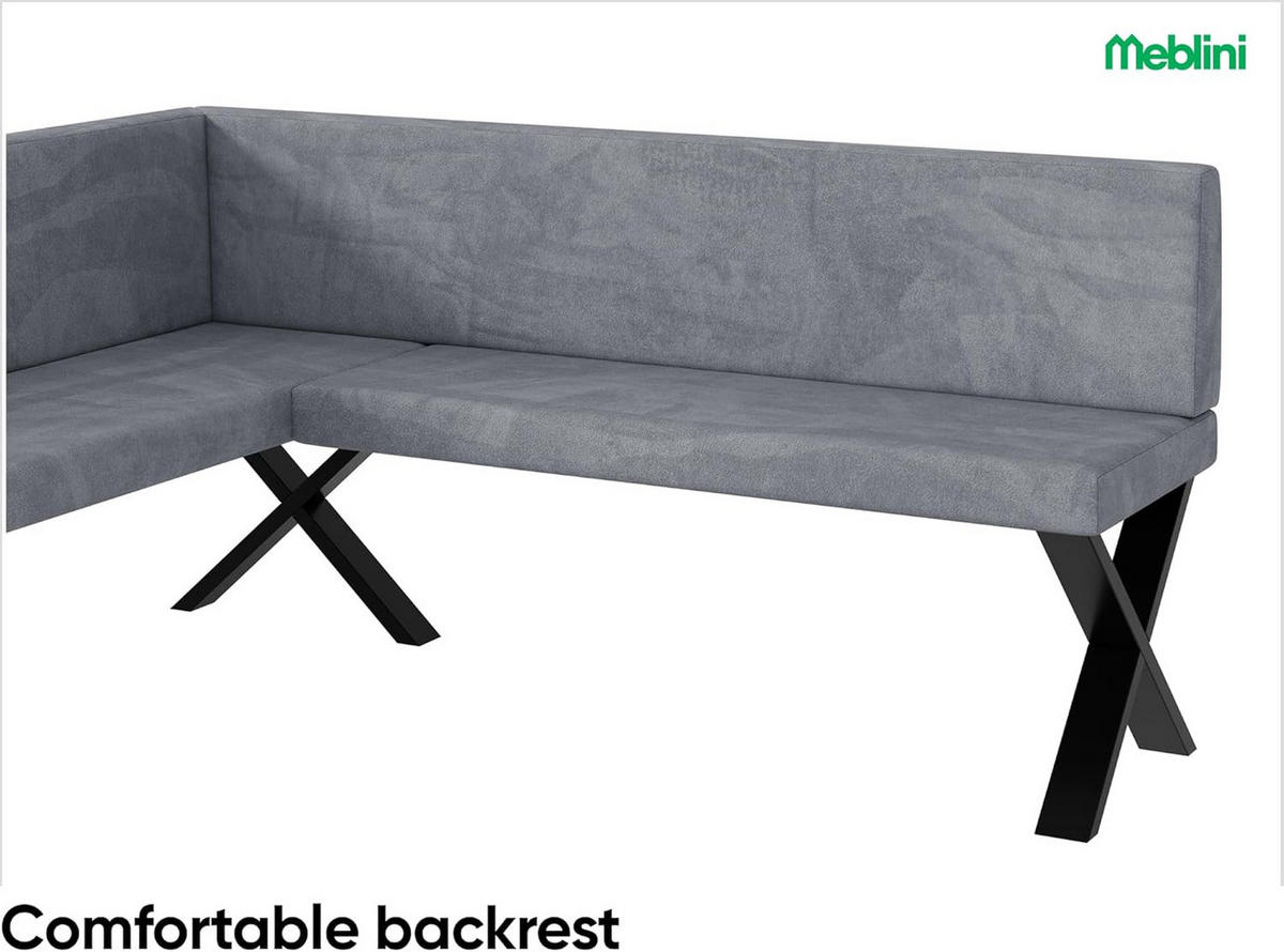 ECKBANK TONI_X - Grau, Textil (128/168cm) - Meblini