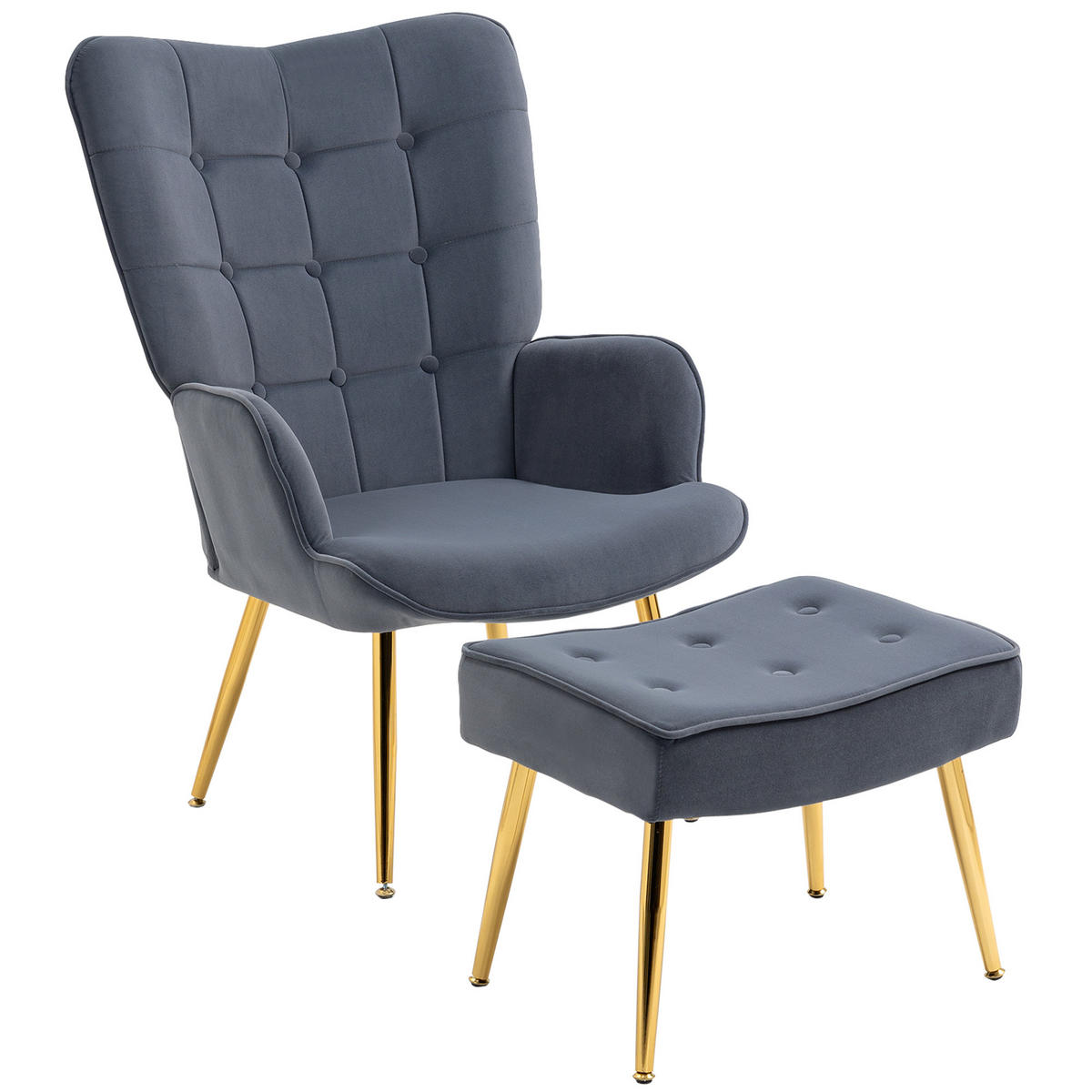 SESSEL mit Fusstütze DE-17428 Dunkelgrau - Dunkelgrau, Metall (71/99/77cm) - ComfortXL