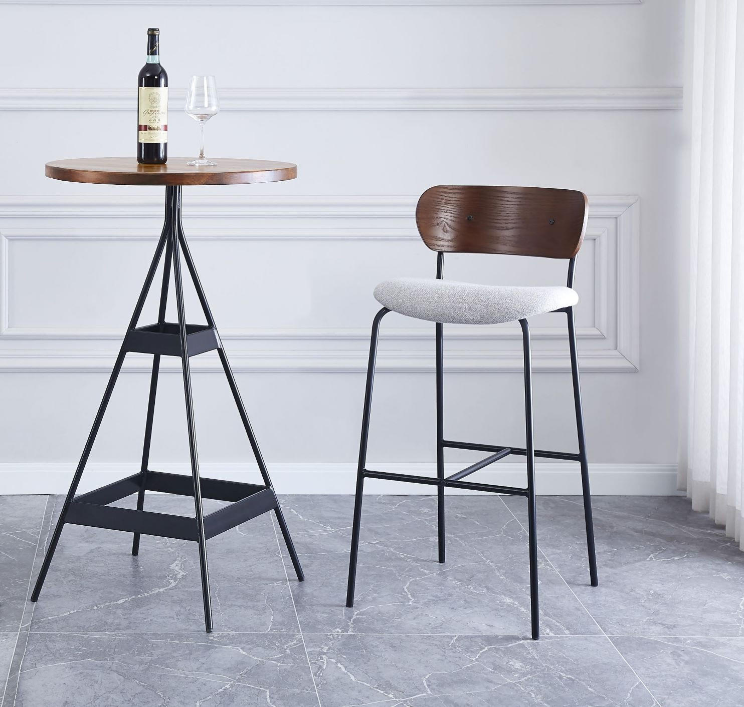 BARHOCKER 2er-Set Stoff Grau - Grau, Textil (45.5/93.5/51.5cm) - Nordlys