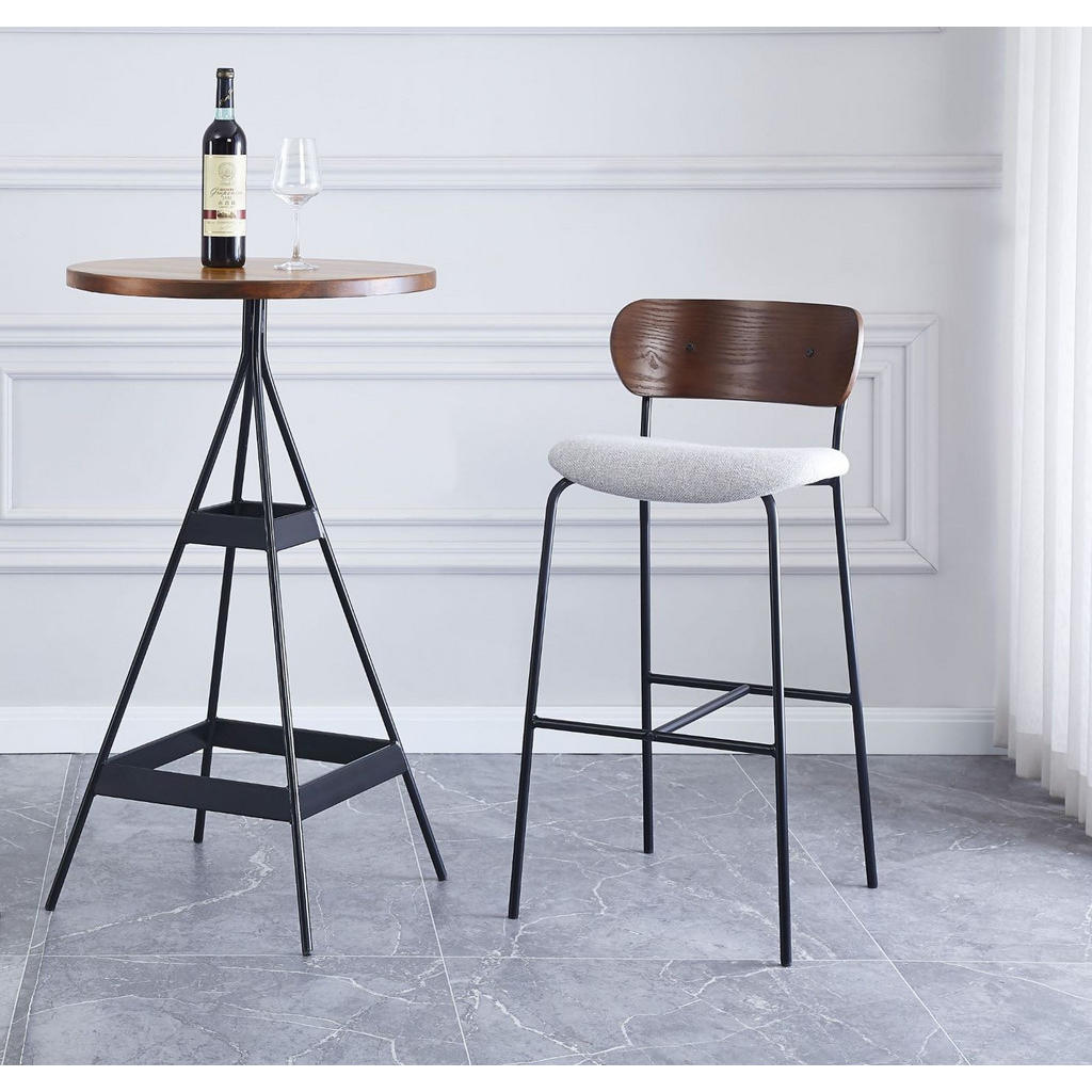 Thumbnail - Nordlys Barhocker, Grau, Textil, 45.5x93.5x51.5 cm, FSC 100%, Esszimmer, Barmöbel, Barhocker